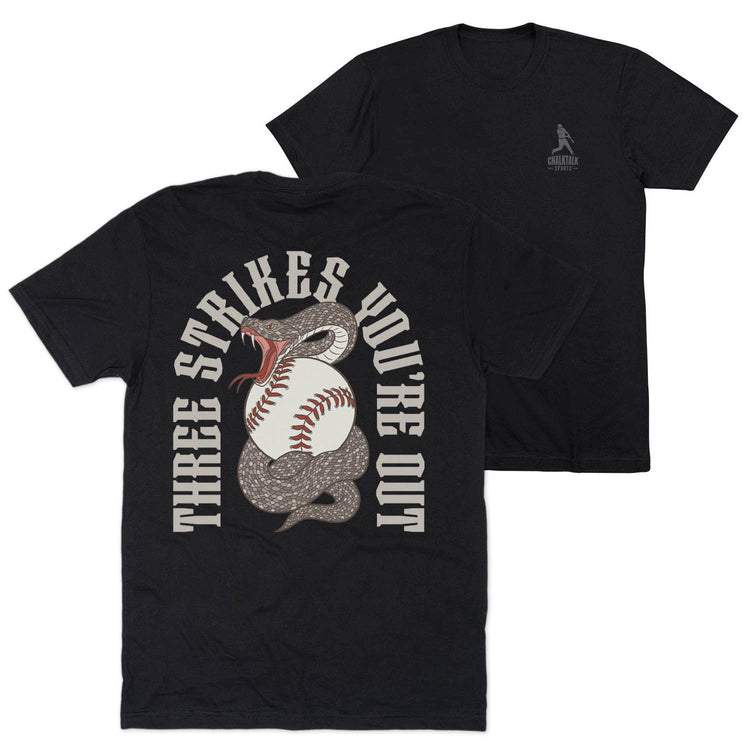 Baseball Short Sleeve T-Shirt - Three Strikes, You're Out (Back Design)