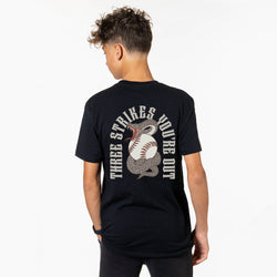 Baseball Short Sleeve T-Shirt - Three Strikes, You're Out (Back Design)