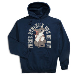 Baseball Hooded Sweatshirt - Three Strikes, You're Out [Navy/Adult Small] - SS