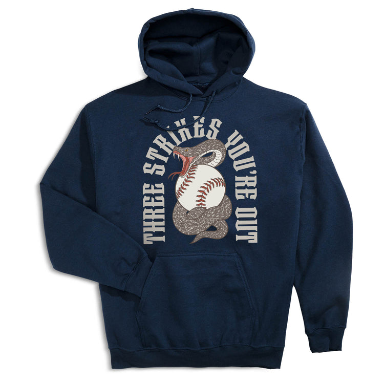Baseball Hooded Sweatshirt - Three Strikes, You're Out [Navy/Adult Small] - SS