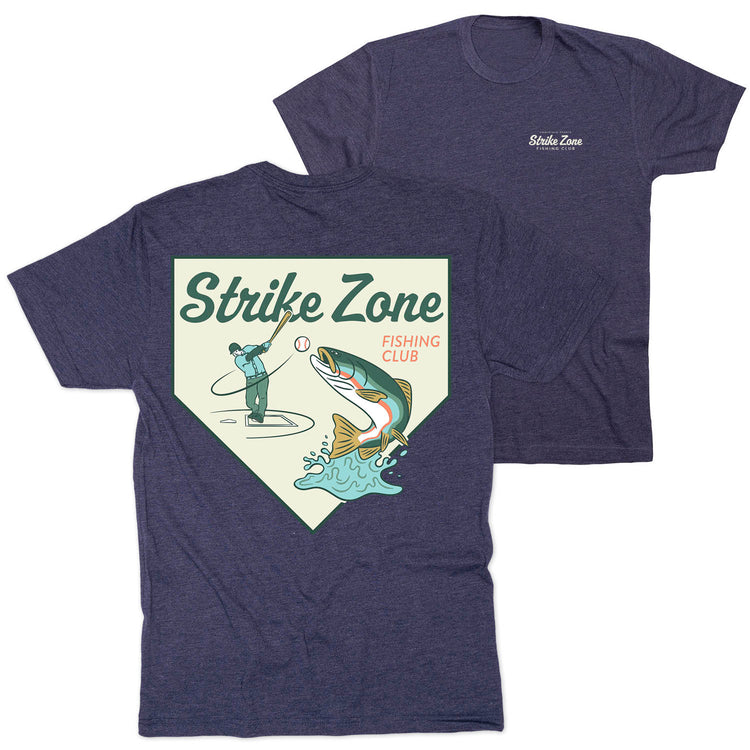Baseball Short Sleeve T-Shirt - Strike Zone (Back Design) [Navy/Adult Large] - SS