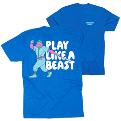 Baseball Short Sleeve T-Shirt - Play Like a Beast Baseball (Back Design)