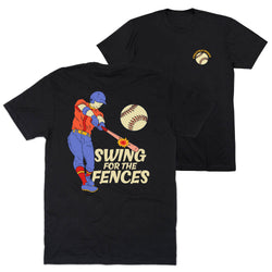 Baseball Short Sleeve T-Shirt - Swing for the Fences (Back Design) [Black/Adult Medium] - SS