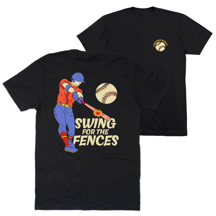 Baseball Short Sleeve T-Shirt - Swing for the Fences (Back Design) [Black/Adult Medium] - SS