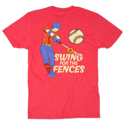 Baseball Short Sleeve T-Shirt - Swing for the Fences (Back Design) [Red/Youth Medium] - SS