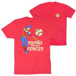 Baseball Short Sleeve T-Shirt - Swing for the Fences (Back Design) [Red/Youth Medium] - SS