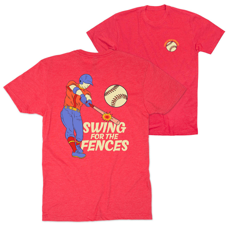 Baseball Short Sleeve T-Shirt - Swing for the Fences (Back Design) [Red/Youth Medium] - SS