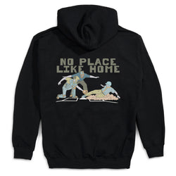 Baseball Hooded Sweatshirt - Home Sweet Home (Back Design) [Black/Youth Large] - SS