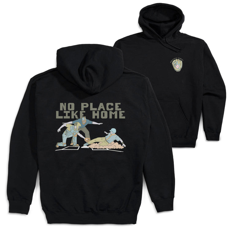 Baseball Hooded Sweatshirt - Home Sweet Home (Back Design) [Black/Youth Medium] - SS