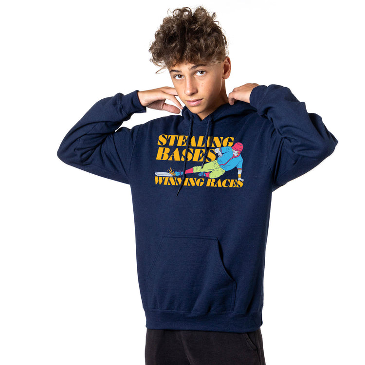Baseball Hooded Sweatshirt - Stealing Bases Winning Races