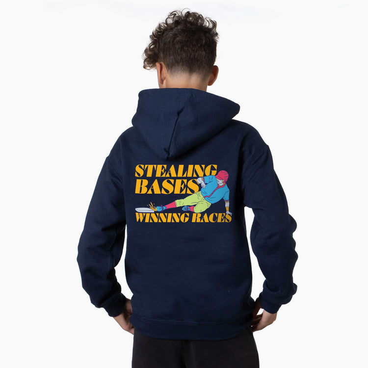 Baseball Hooded Sweatshirt - Stealing Bases Winning Races (Back Design)
