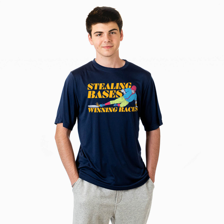 Baseball Short Sleeve Performance Tee - Stealing Bases Winning Races