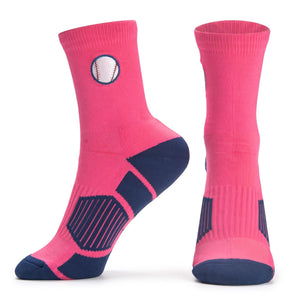 Baseball Quarter Length Socks - Pink Venom