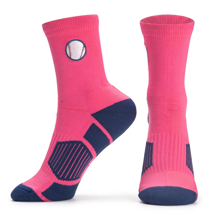 Baseball Quarter Length Socks - Pink Venom