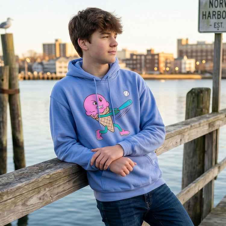 Baseball Hooded Sweatshirt - Ice Cream Baseball