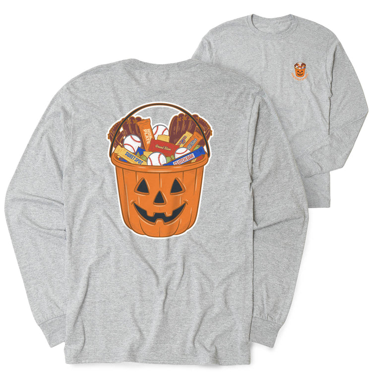 Baseball Tshirt Long Sleeve - Trick-or-Treat Baseball (Back Design)