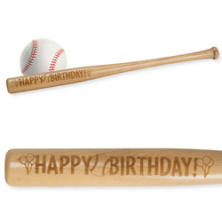 Engraved Mini Baseball Bat - Happy Birthday