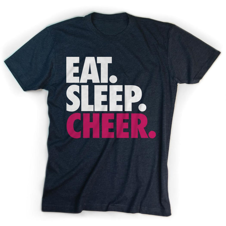 Cheerleading T-Shirt Short Sleeve Eat. Sleep. Cheer. [Navy/Adult Small] - SS