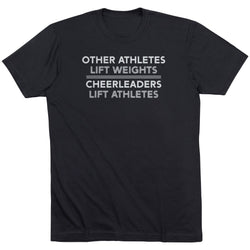 Cheerleading Short Sleeve T-Shirt - Cheerleaders Lift Athletes [Adult Small/Black] - SS