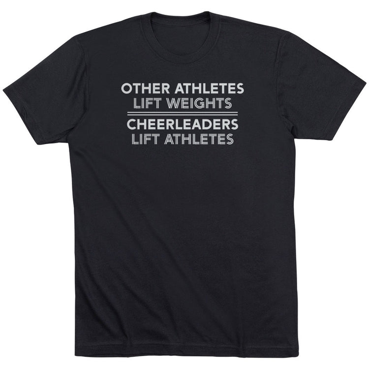 Cheerleading Short Sleeve T-Shirt - Cheerleaders Lift Athletes [Adult Small/Black] - SS