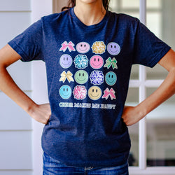 Cheerleading Short Sleeve T-Shirt - Cheer Makes Me Happy