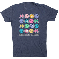 Cheerleading Short Sleeve T-Shirt - Cheer Makes Me Happy [Adult X-Small/Navy] - SS