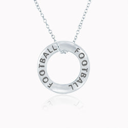 Sterling Silver Football Message Ring Necklace