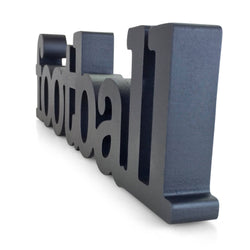 Black wooden wood word displayed on an angle on a white background