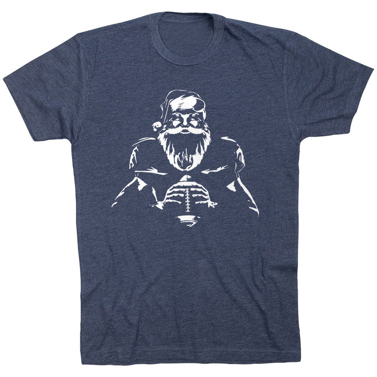 Football Short Sleeve T-Shirt - Santa Player [Youth X-Large/Navy] - SS