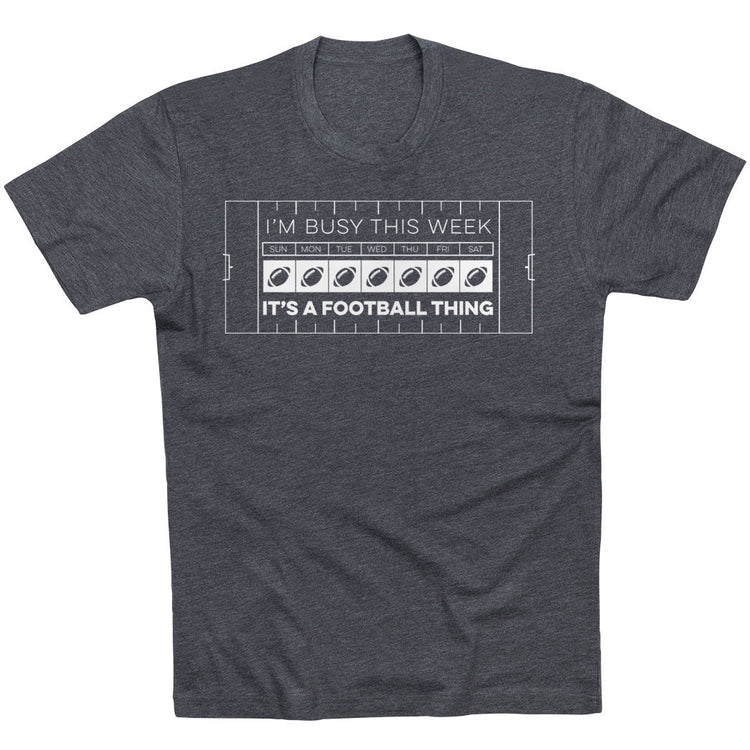 Football Short Sleeve T-Shirt - 24-7 Football [Adult Large/Charcoal] - SS