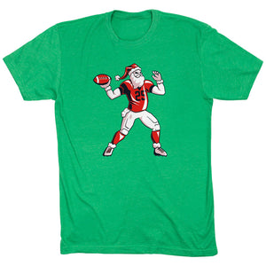 Football Short Sleeve T-Shirt - Touchdown Santa [Youth X-Large/Green] - SS