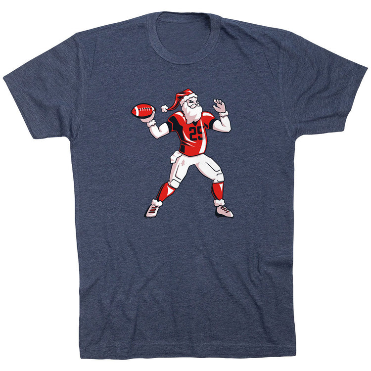Football Short Sleeve T-Shirt - Touchdown Santa [Navy/Adult X-Small] - SS