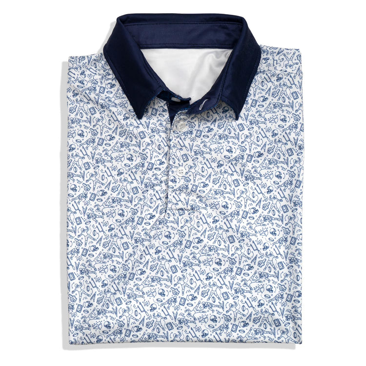 Football Short Sleeve Polo Shirt - Iconic Navy [Youth Large] - SS