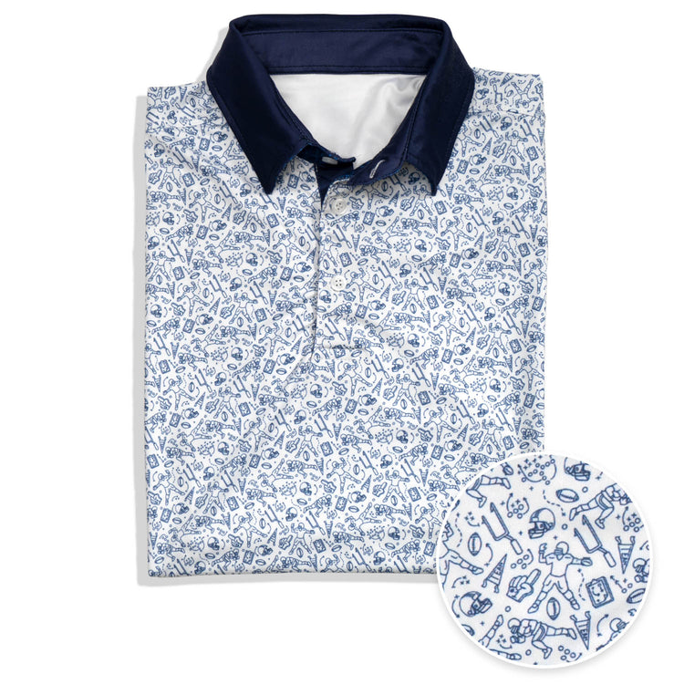 Football Short Sleeve Polo Shirt - Iconic Navy [Youth Large] - SS