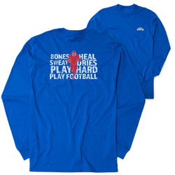Football Tshirt Long Sleeve - Bones Saying (Back Design) [Youth Large/Royal] - SS