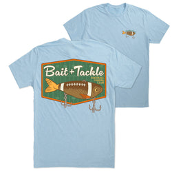 Football Short Sleeve T-Shirt - Bait and Tackle (Back Design) [Heather Columbia Blue/Adult X-Large] - SS