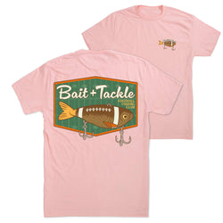 Football Short Sleeve T-Shirt - Bait and Tackle (Back Design) [Heather Light Pink/Youth Large] - SS