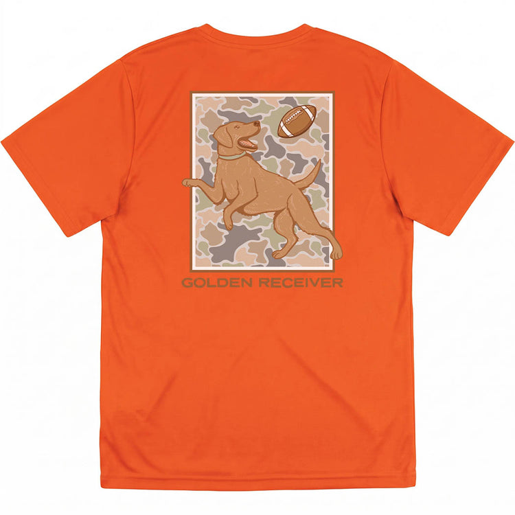 Football Short Sleeve Performance Tee - Golden Receiver (Back Design)