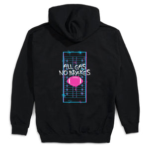 Football Hooded Sweatshirt - All Gas No Brakes Football (Back Design)