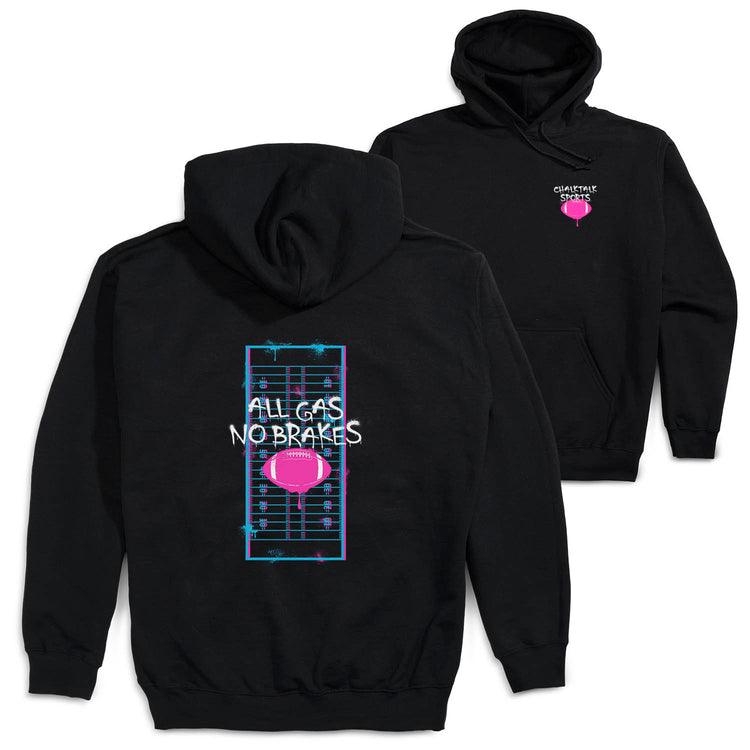Football Hooded Sweatshirt - All Gas No Breaks Football (Back Design)