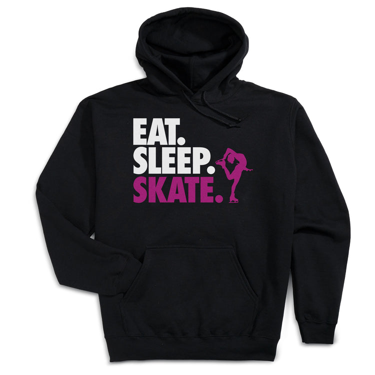 Figure Skating Hooded Sweatshirt - Eat. Sleep. Skate. [Adult Small/Black] - SS