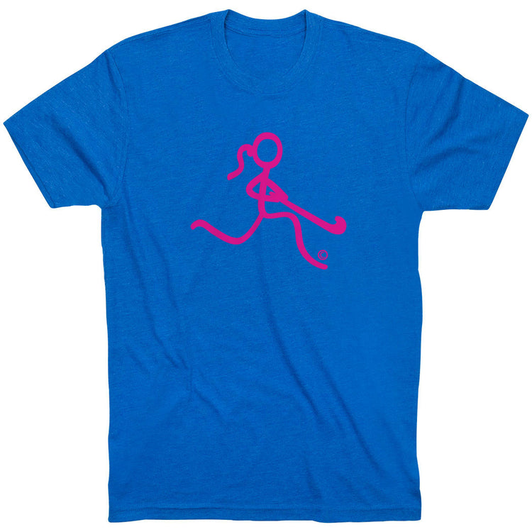 Field Hockey Tshirt Short Sleeve Neon Field Hockey Girl [Royal/Youth Large] - SS
