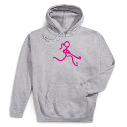 Field Hockey Hooded Sweatshirt - Neon Field Hockey Girl [Adult Medium/Gray] - SS