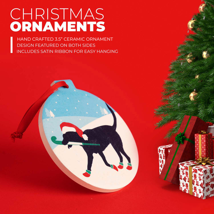 CTS Field Hockey Round Ceramic Ornament - Fabo The Field Hockey Dog