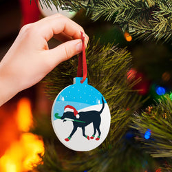 Field Hockey Round Ceramic Ornament - Fabo The Field Hockey Dog