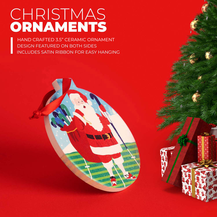 CTS Field Hockey Round Ceramic Ornament - Field Hockey Santa
