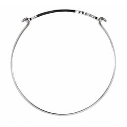 A thin silver-toned metal bracelet with a spring clasp closure, shown on a plain white background.