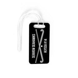 Field Hockey Bag/Luggage Tag - Personalized Text with Crossed Sticks