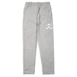 Field Hockey Fleece Sweatpants - Crossed Sticks With Heart [Gray/Youth Large] - SS