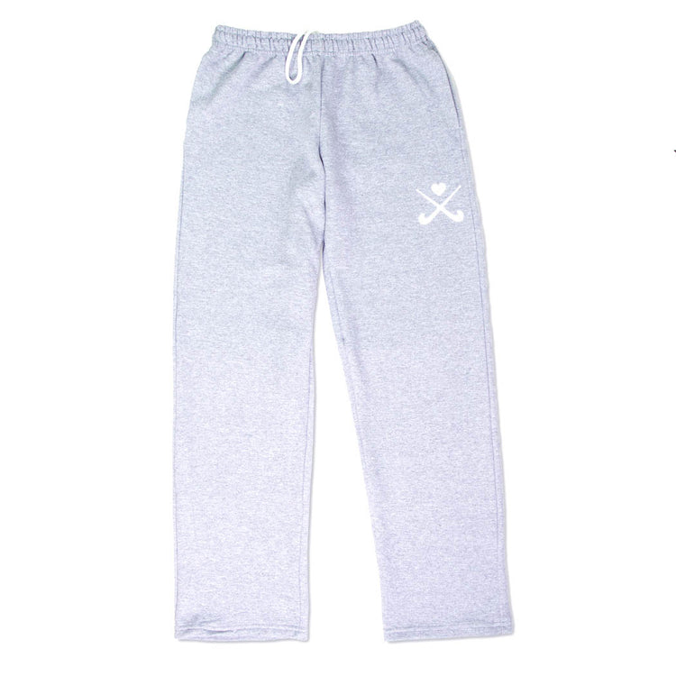 Field Hockey Fleece Sweatpants - Crossed Sticks With Heart [Gray/Adult Medium] - SS